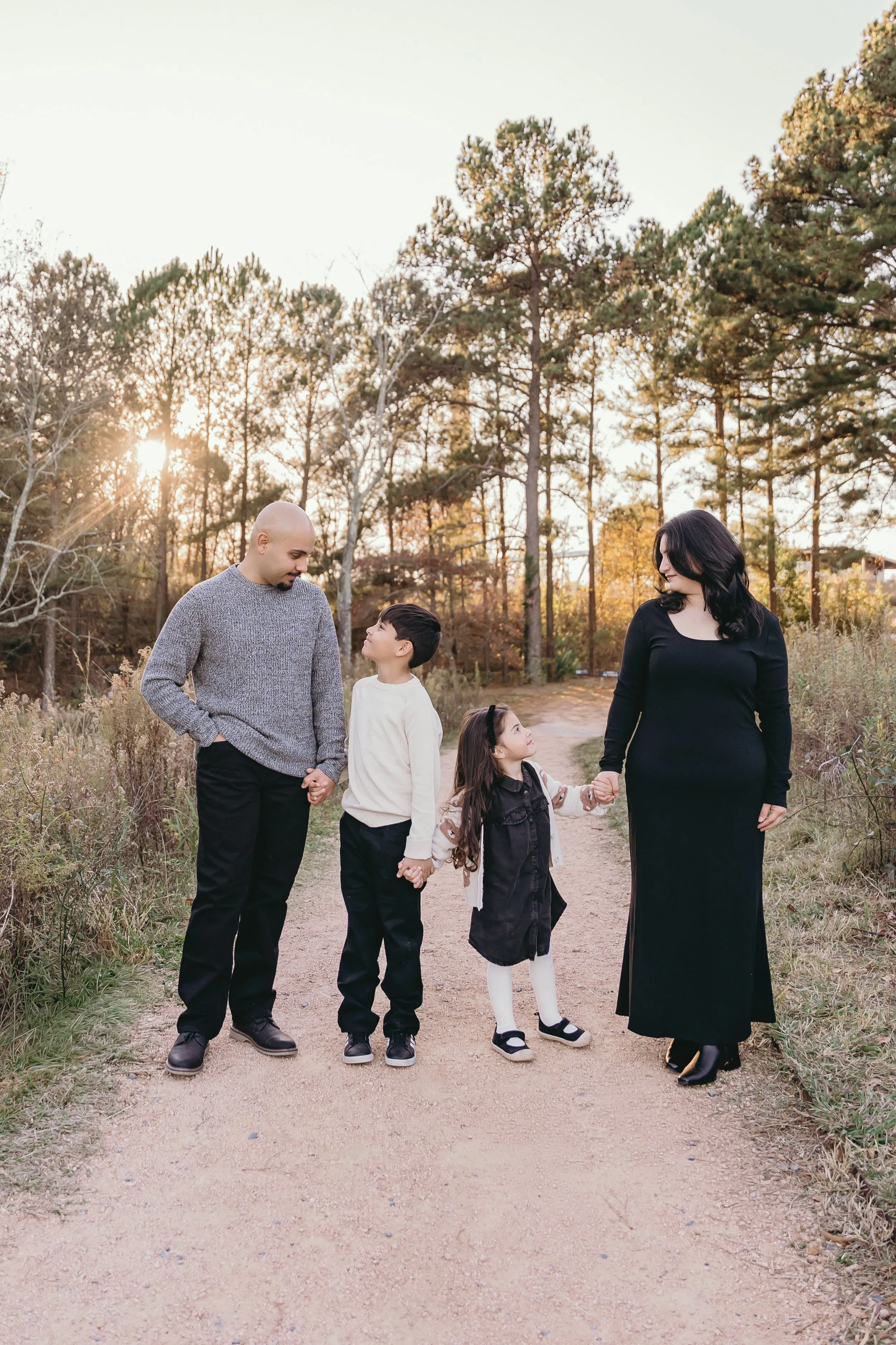 Children playing outdoors during family photography session