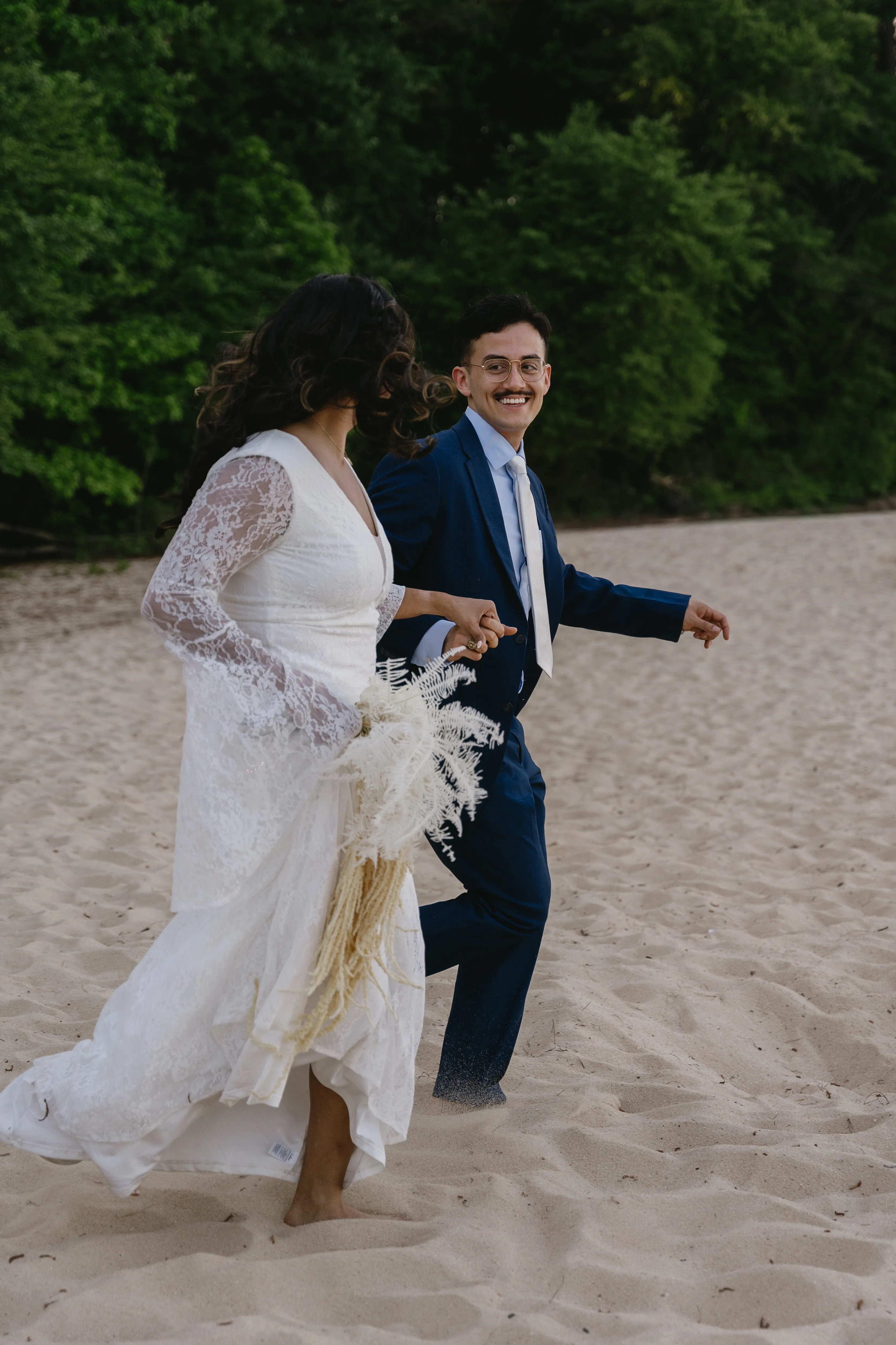 Intimate elopement couple portrait at golden hour